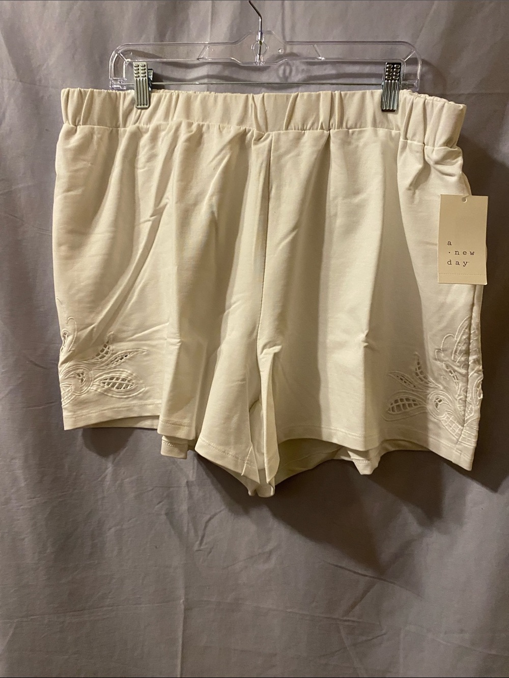 a new day Cream High-Waist Embroidered Lounge Shorts